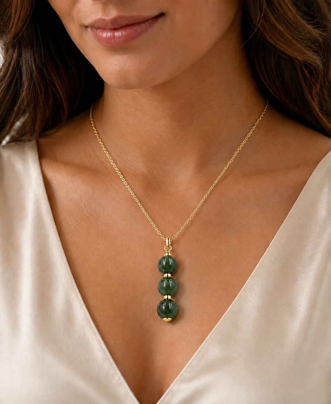 9ct Gold Set New Zealand Greenstone Pendent SYP3716G