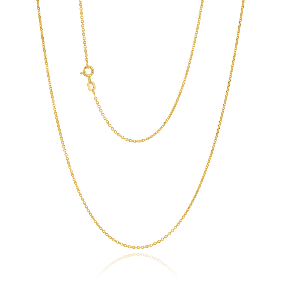 9ct Gold Italian Tight Diamond Cut Rolo Chain 42cm