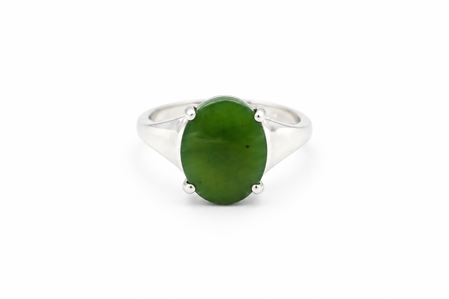 Stg Silver Ladies Ring with New Zealand Greenstone ALX507