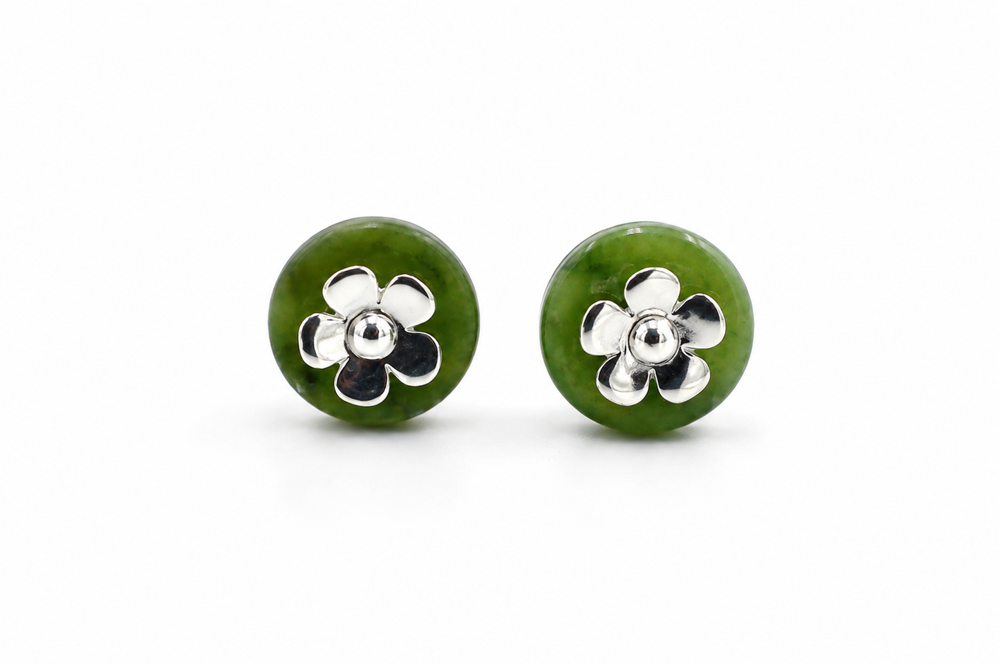 Stg Silver Set Pounamu Manuka Earrings