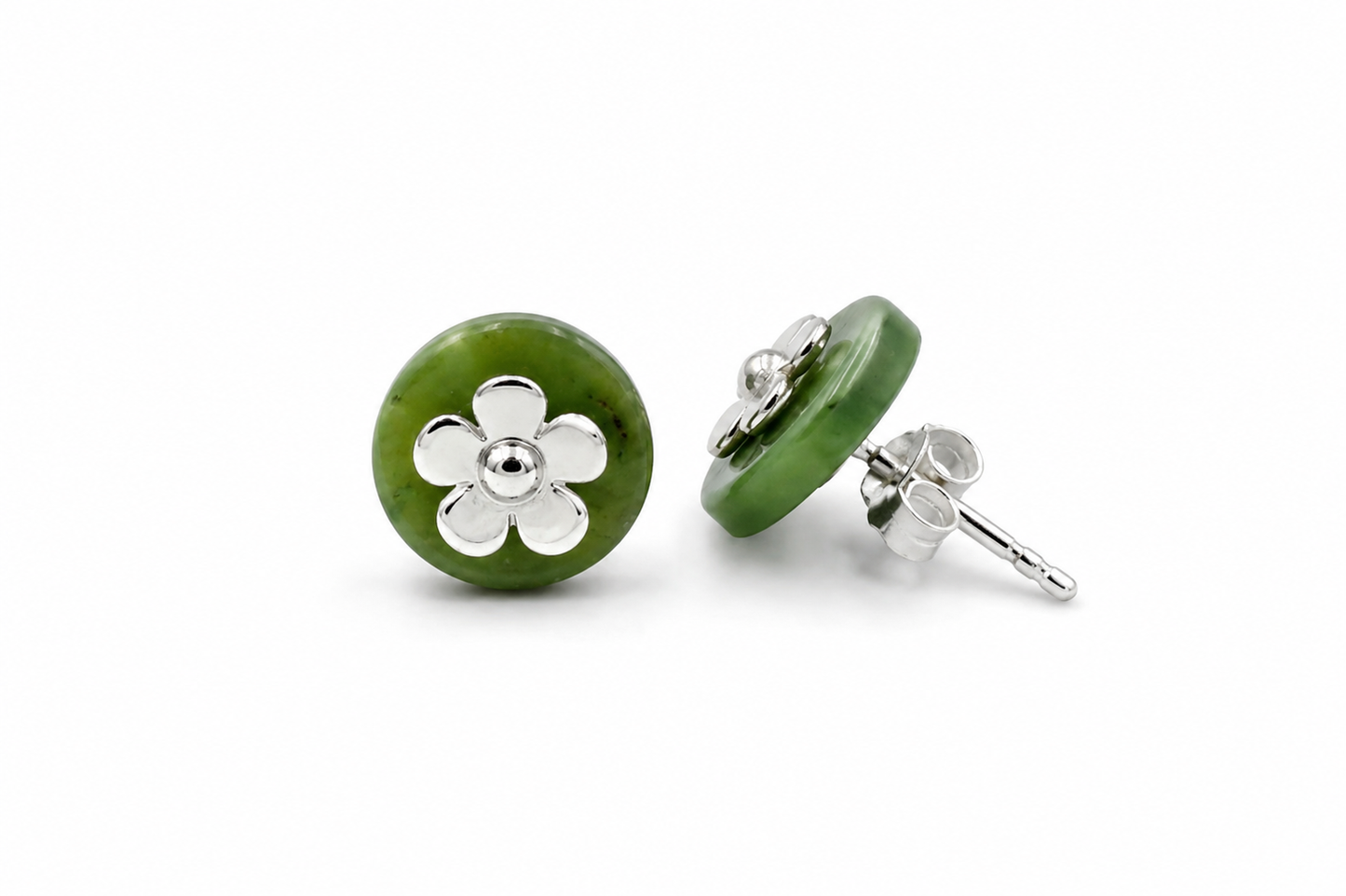 Stg Silver Set Pounamu Manuka Earrings