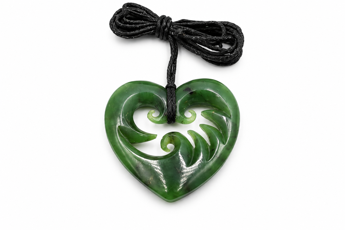 New Zealand Greenstone Heart Wave Heart