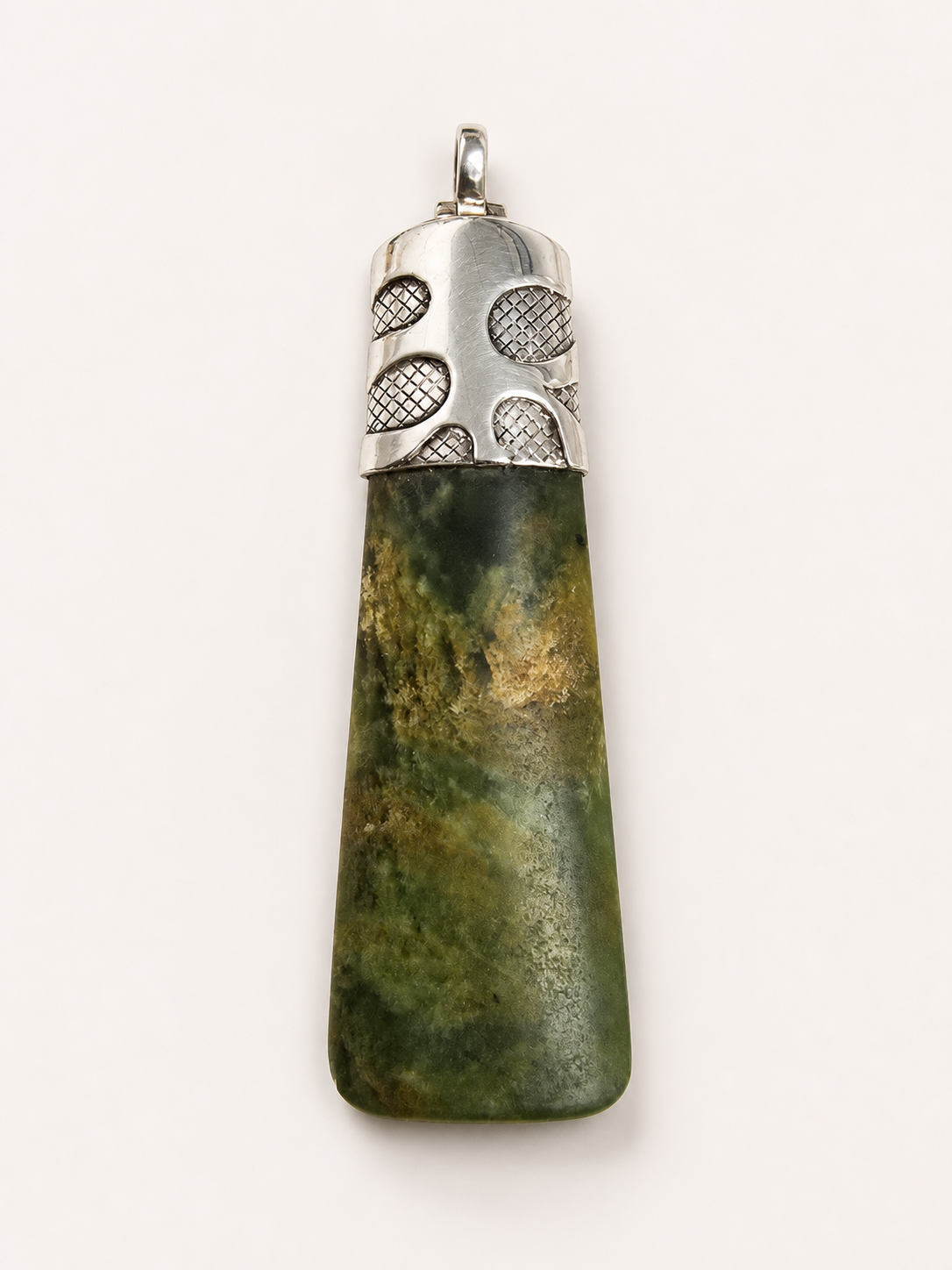 New Zealand Greenstone Toki Set with Stg Silver SJ116
