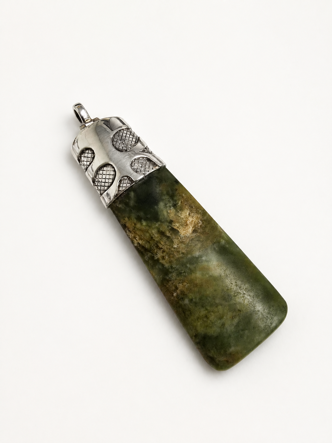 New Zealand Greenstone Toki Set with Stg Silver SJ116
