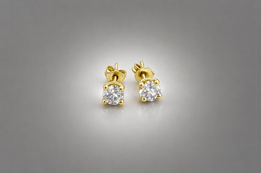 18ct Gold Lab Diamond Set Solitaire Earrings TDW 0.88 SYE2222