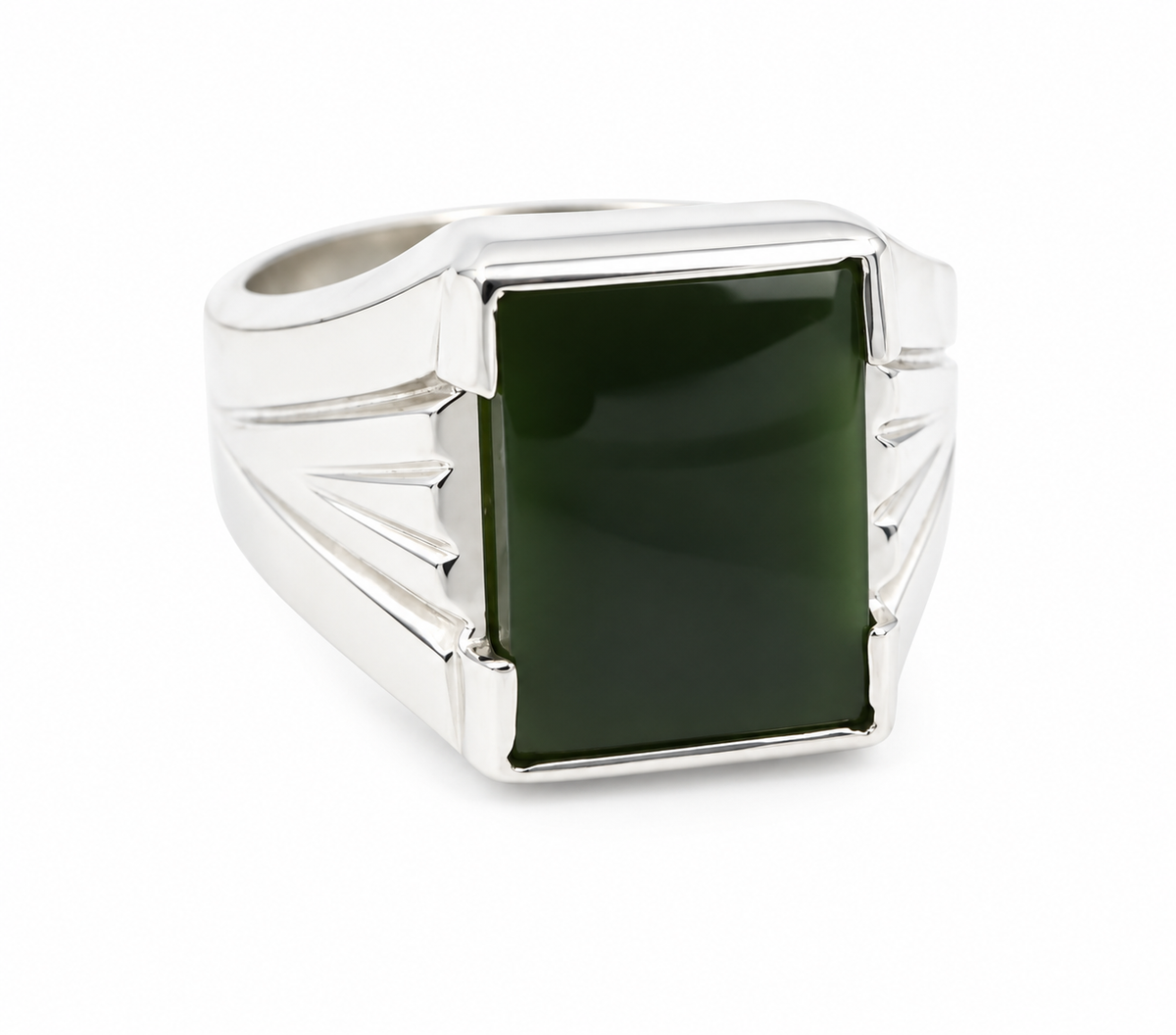 Stg Silver Ring with Greenstone 489ALX