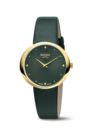 BOCCIA Ladies TITANIUM Pattern Dial Black Leather 3364-04