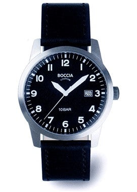Boccia Gents Watch Titanium Black Dial Leather 3631-01