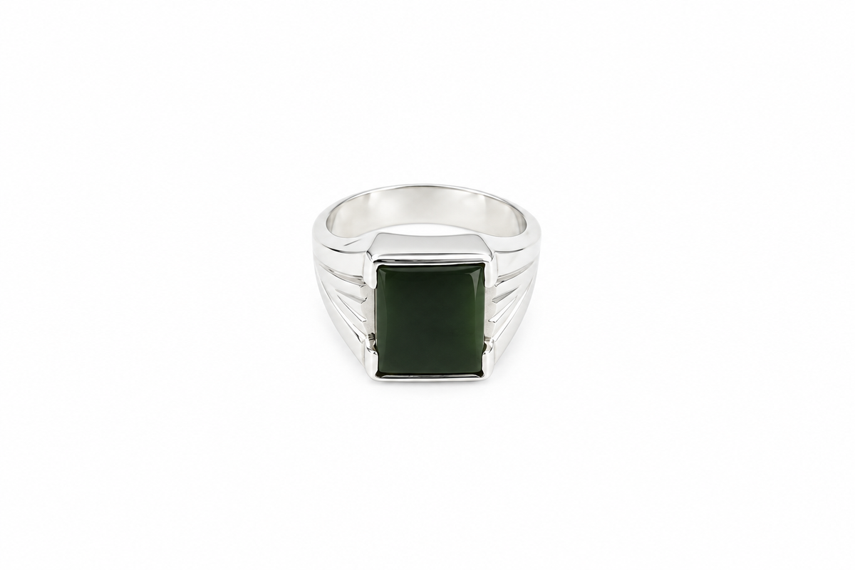 Stg Silver Ring with Greenstone 489ALX