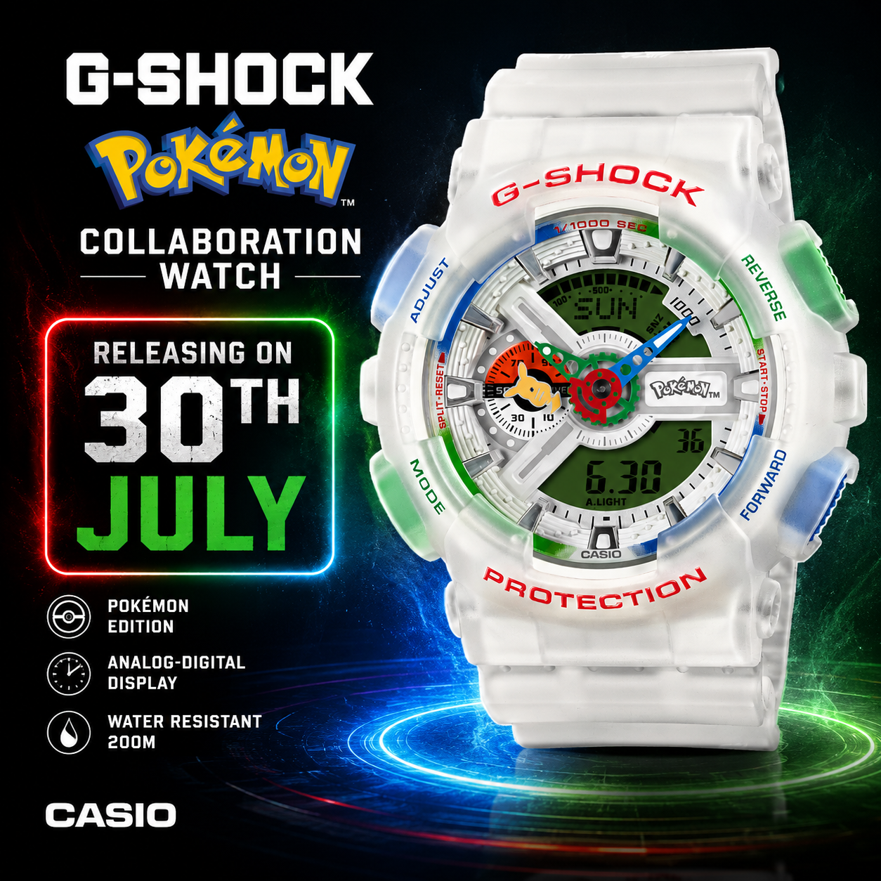 Pokemon COLLABORATION Gshock Limited Release GA110PKM-7A