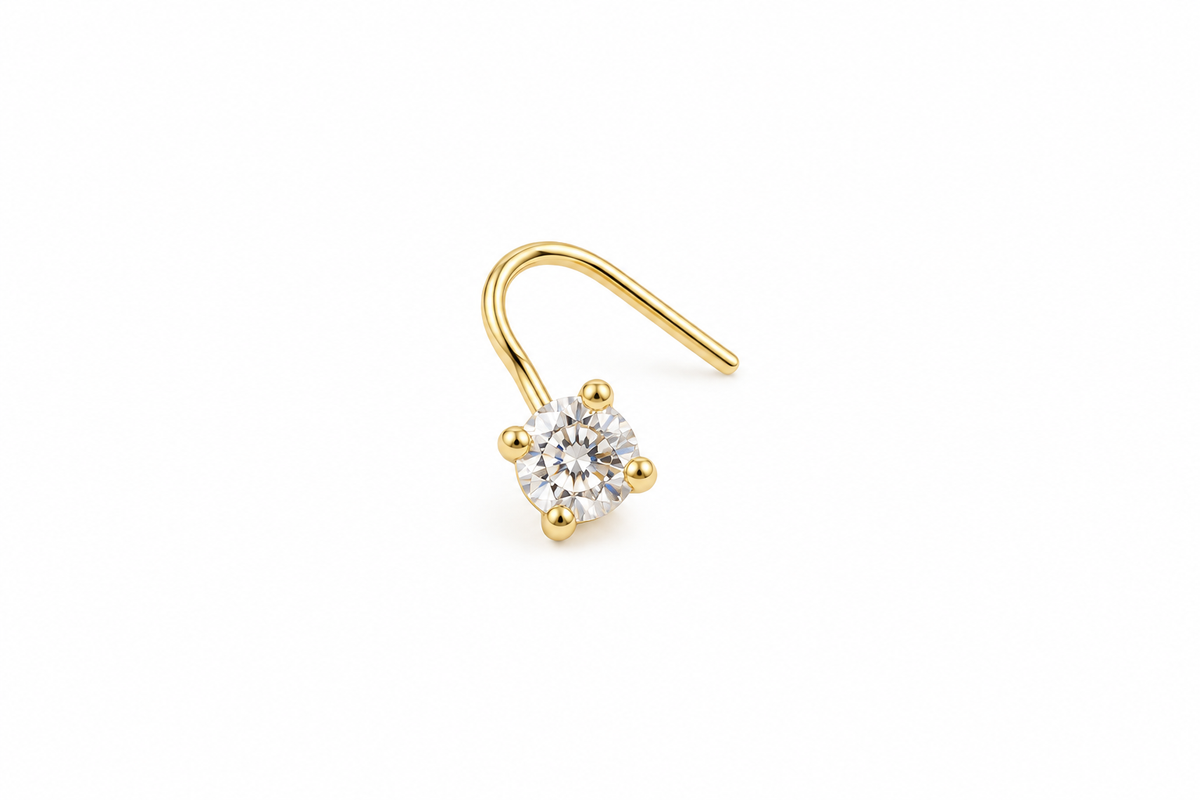 9ct Gold Lab Grown Diamond Nose Stud 0.08ct