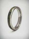 New Zealand Kawakawa Greenstone & Tungsten Carbide Ring 4mm