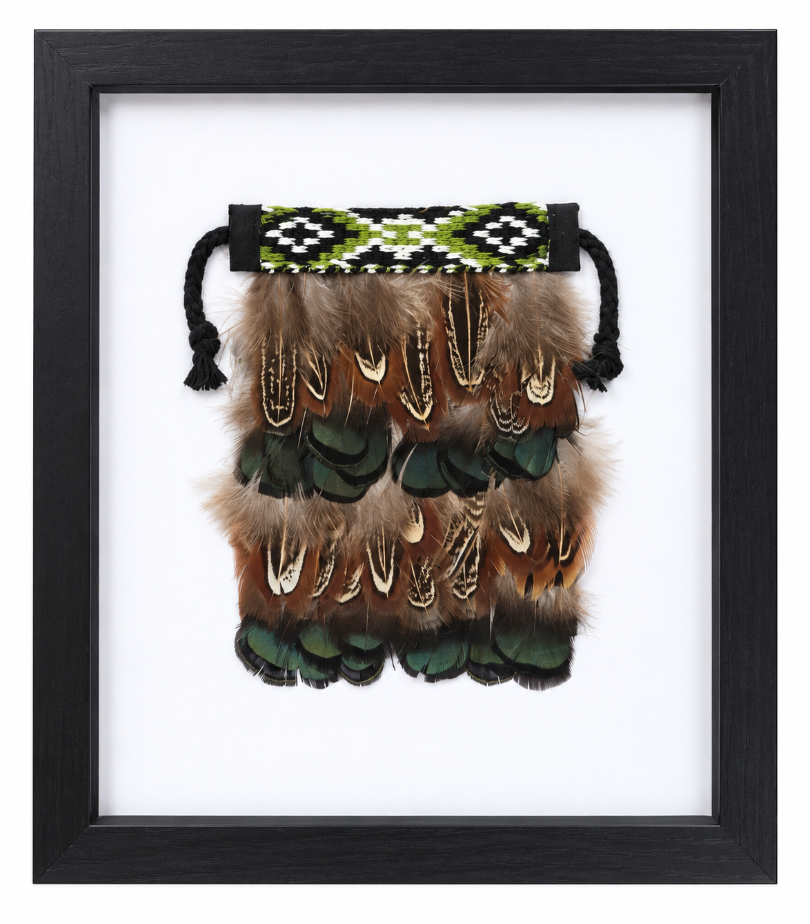 Shadow Box Framed Pheasant Feather Mini Korowai KOF001G