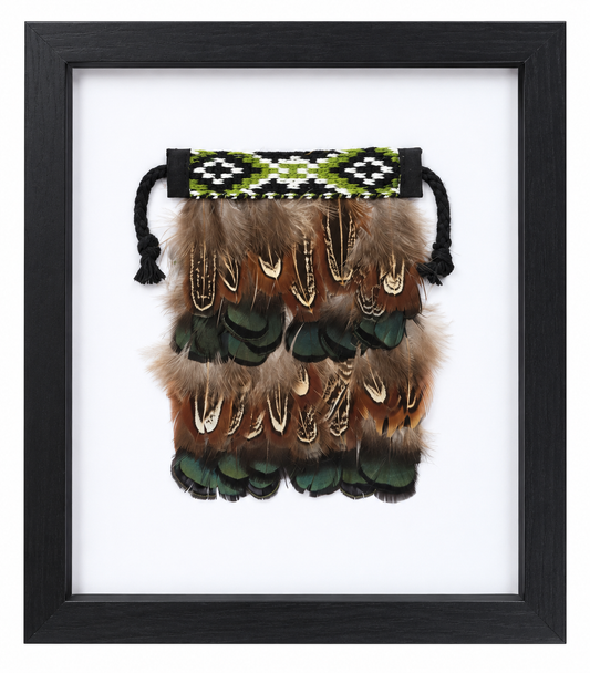Shadow Box Framed Pheasant Feather Mini Korowai KOF001G