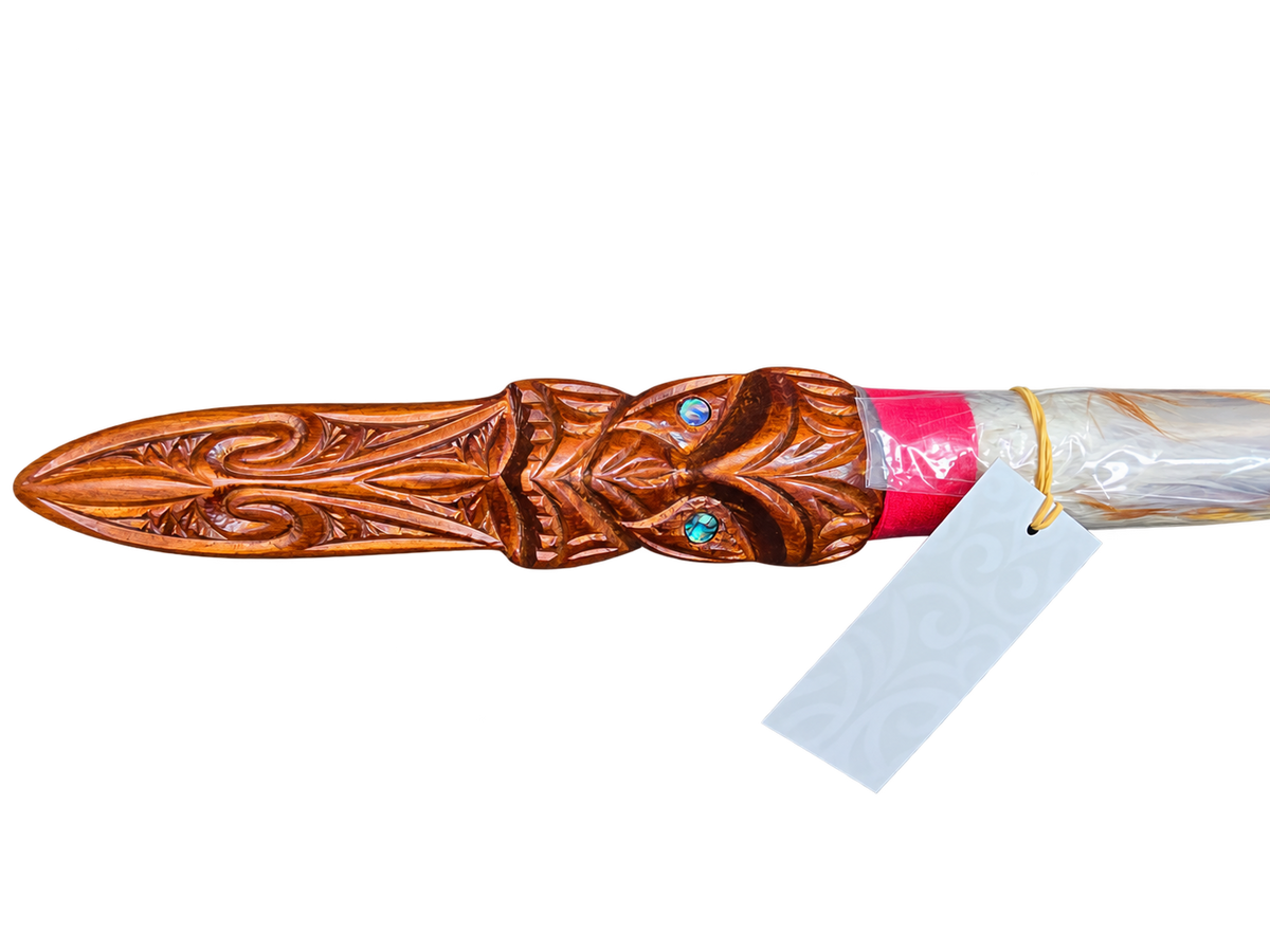 New Zealand Made Wooden and Full Size Taiaha WM978 with Paua 21
