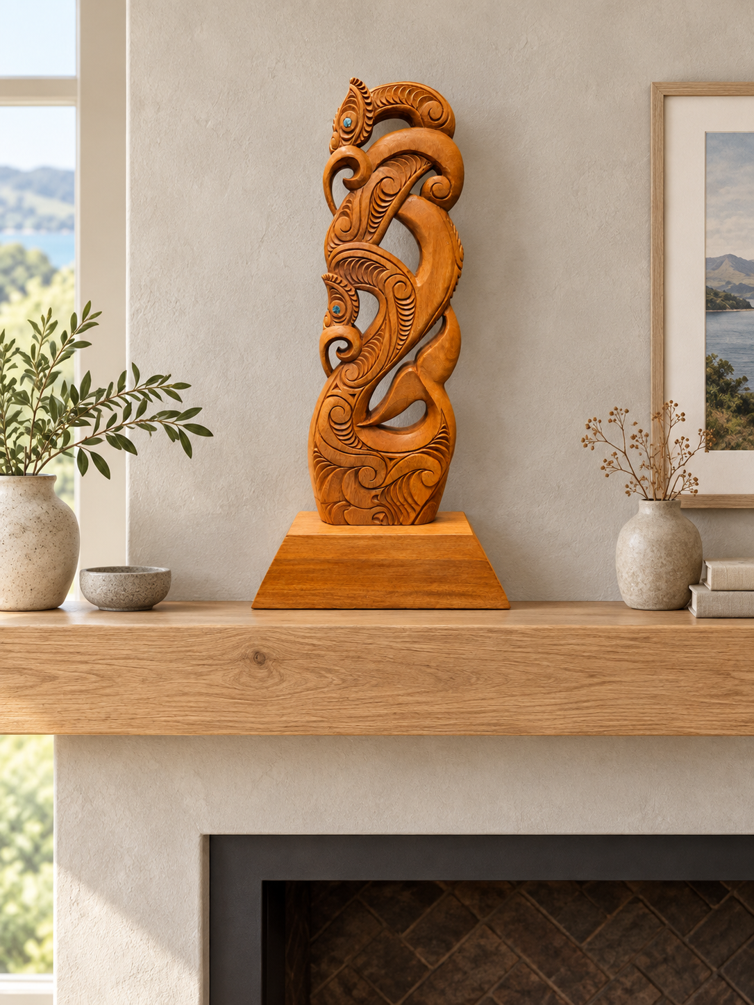 Wooden Hand carved Manaia With Whale Tail WA041