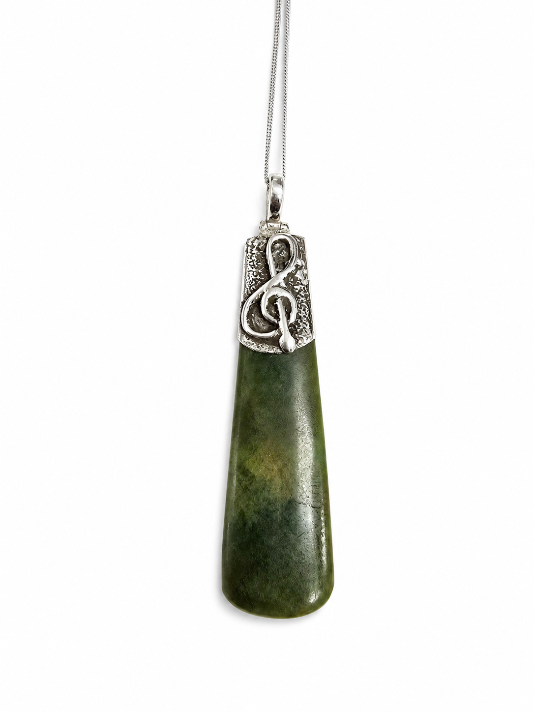 New Zealand Greenstone Toki Set with Stg Silver SJ118