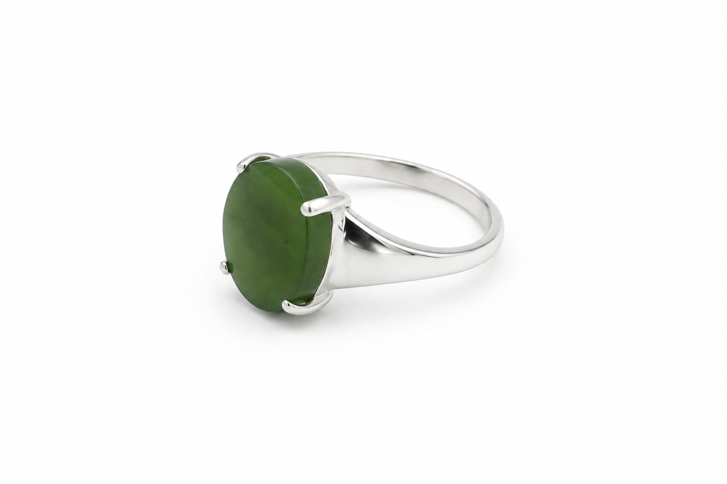 Stg Silver Ladies Ring with New Zealand Greenstone ALX507