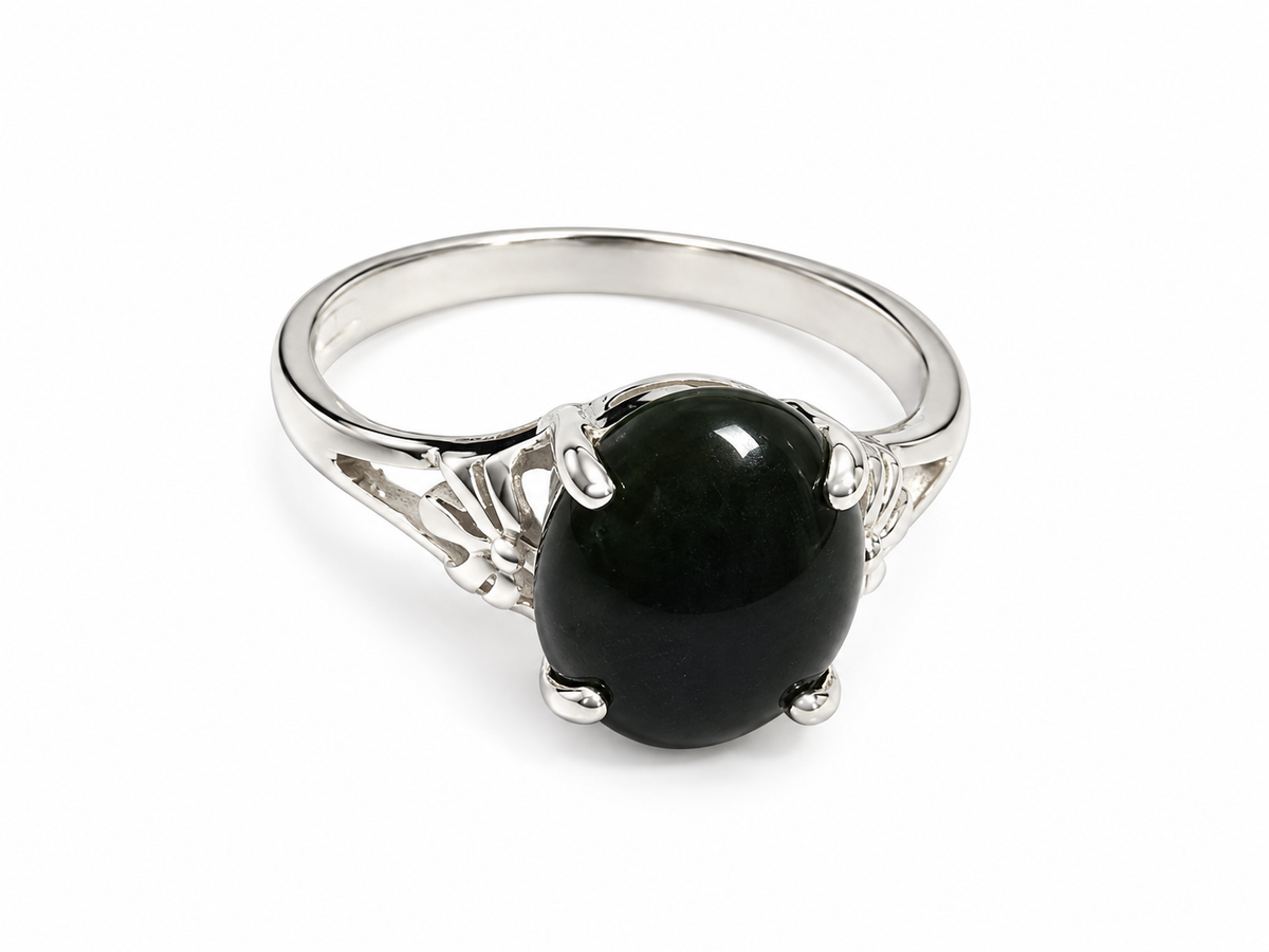 Stg Silver Greenstone set Ring ALX513