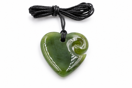 New Zealand Greenstone Heart Koru