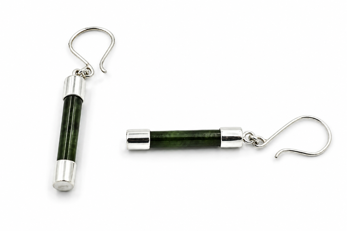 Stg Silver Set Pounamu Fob Earrings