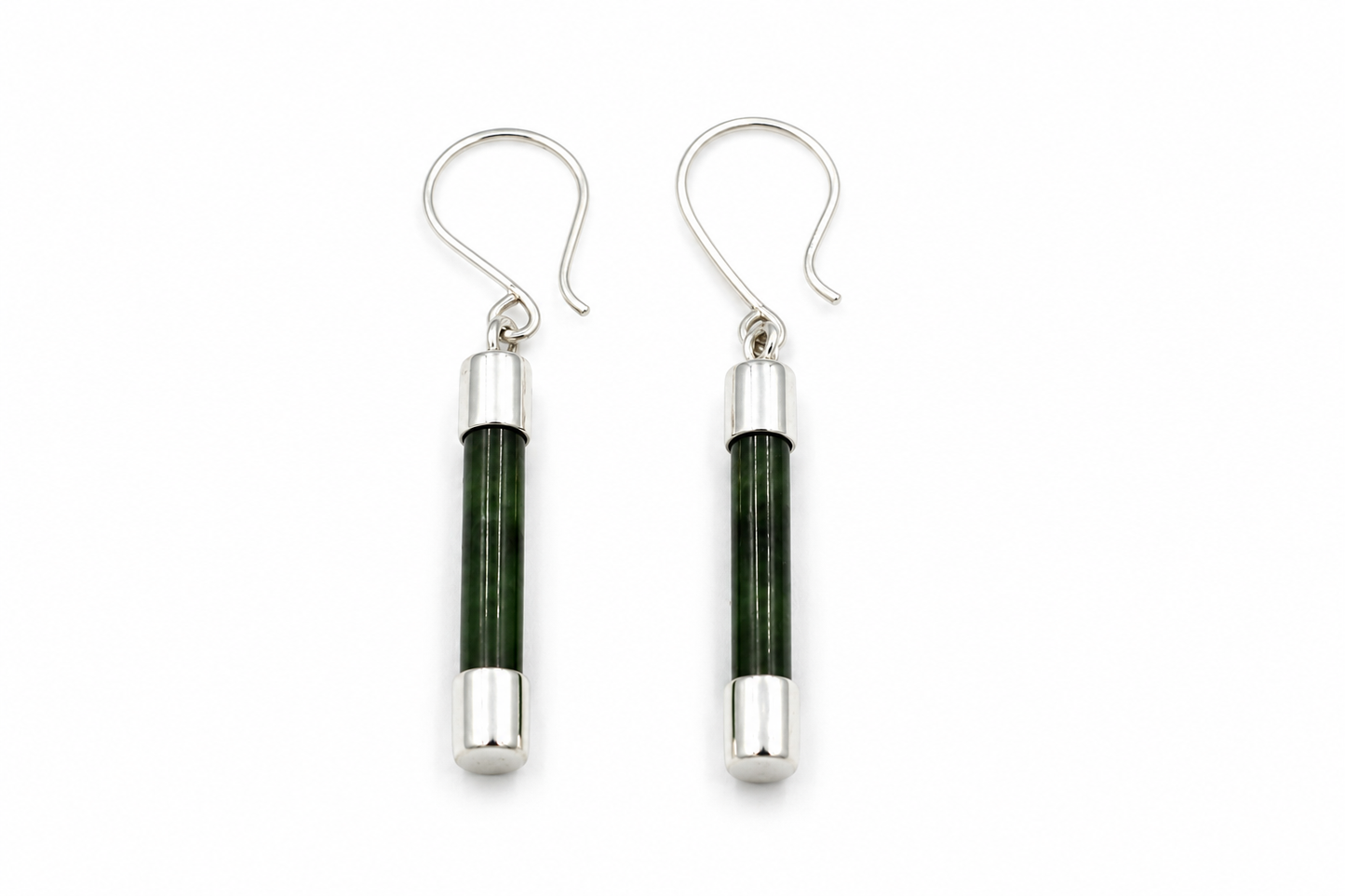 Stg Silver Set Pounamu Fob Earrings