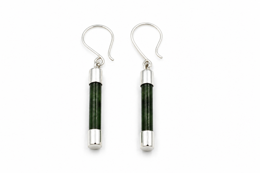Stg Silver Set Pounamu Fob Earrings