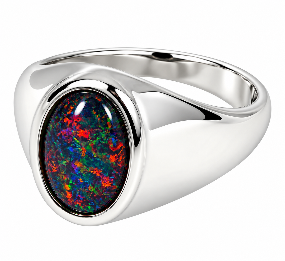 Stg SIlver Mens Opal Ring
