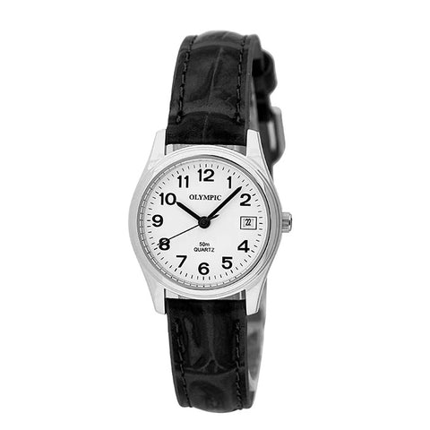 Olympic Ladies Black Leather Watch - 78033