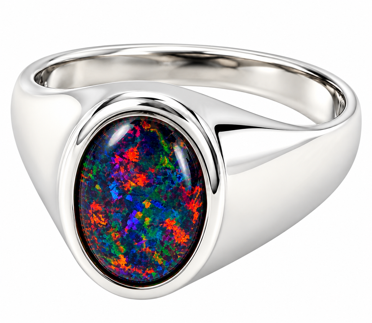 Stg SIlver Mens Opal Ring