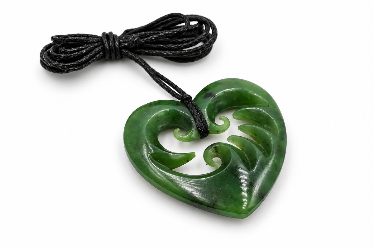 New Zealand Greenstone Heart Wave Heart