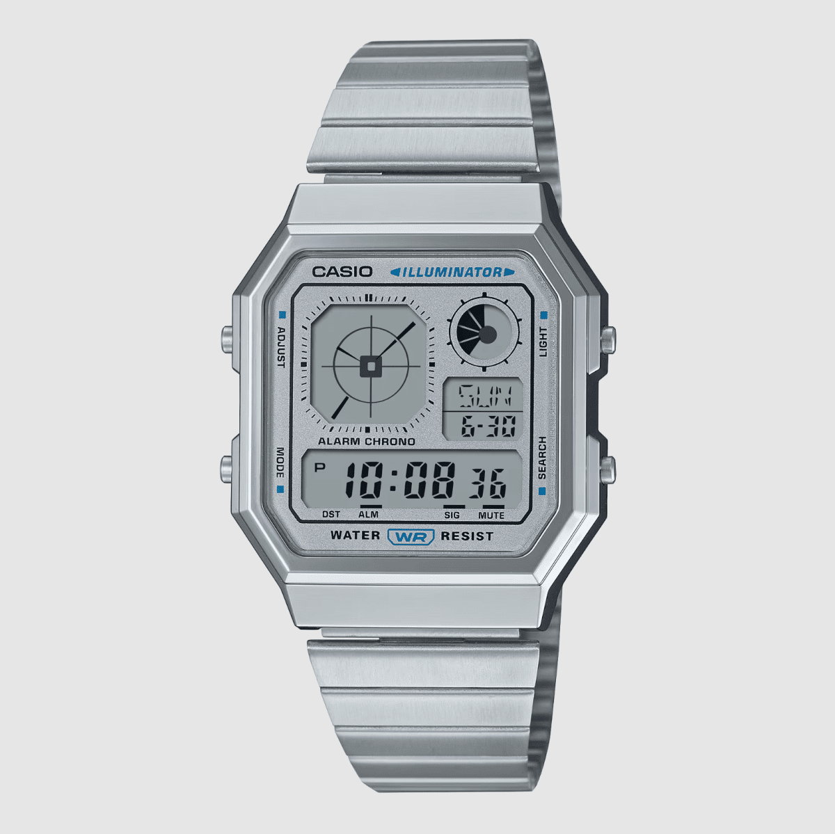 Casio Octagon Vintage Silver Watch - A130WE-7A