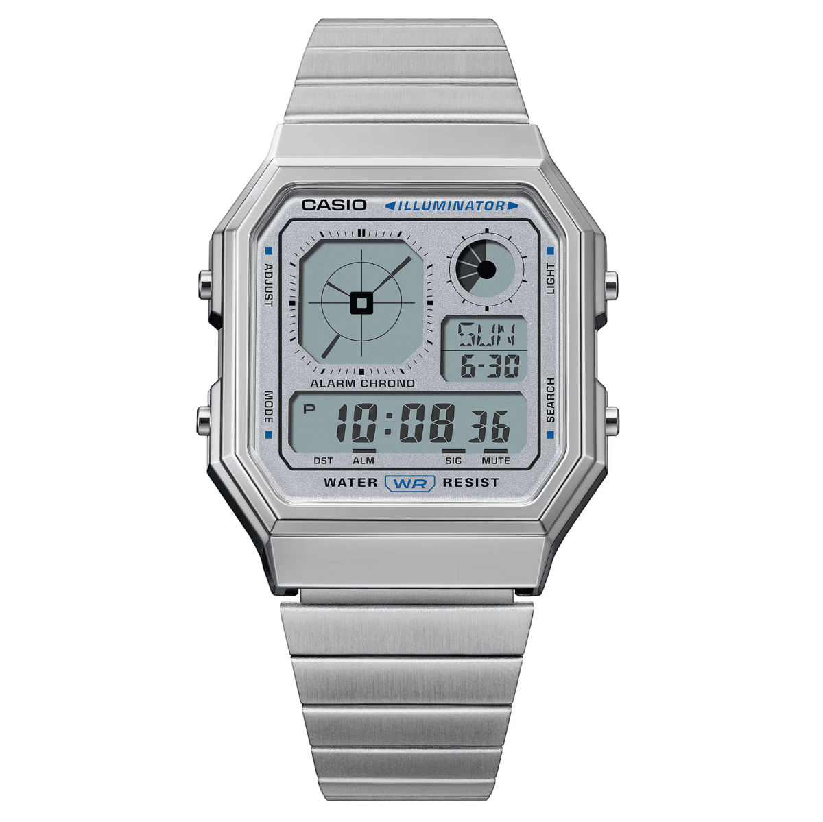 Casio Octagon Vintage Silver Watch - A130WE-7A