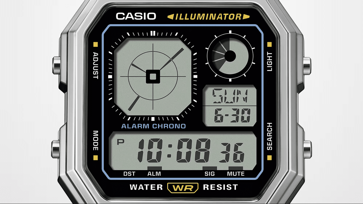 Casio Octagon Vintage Silver Watch - A130WE-7A