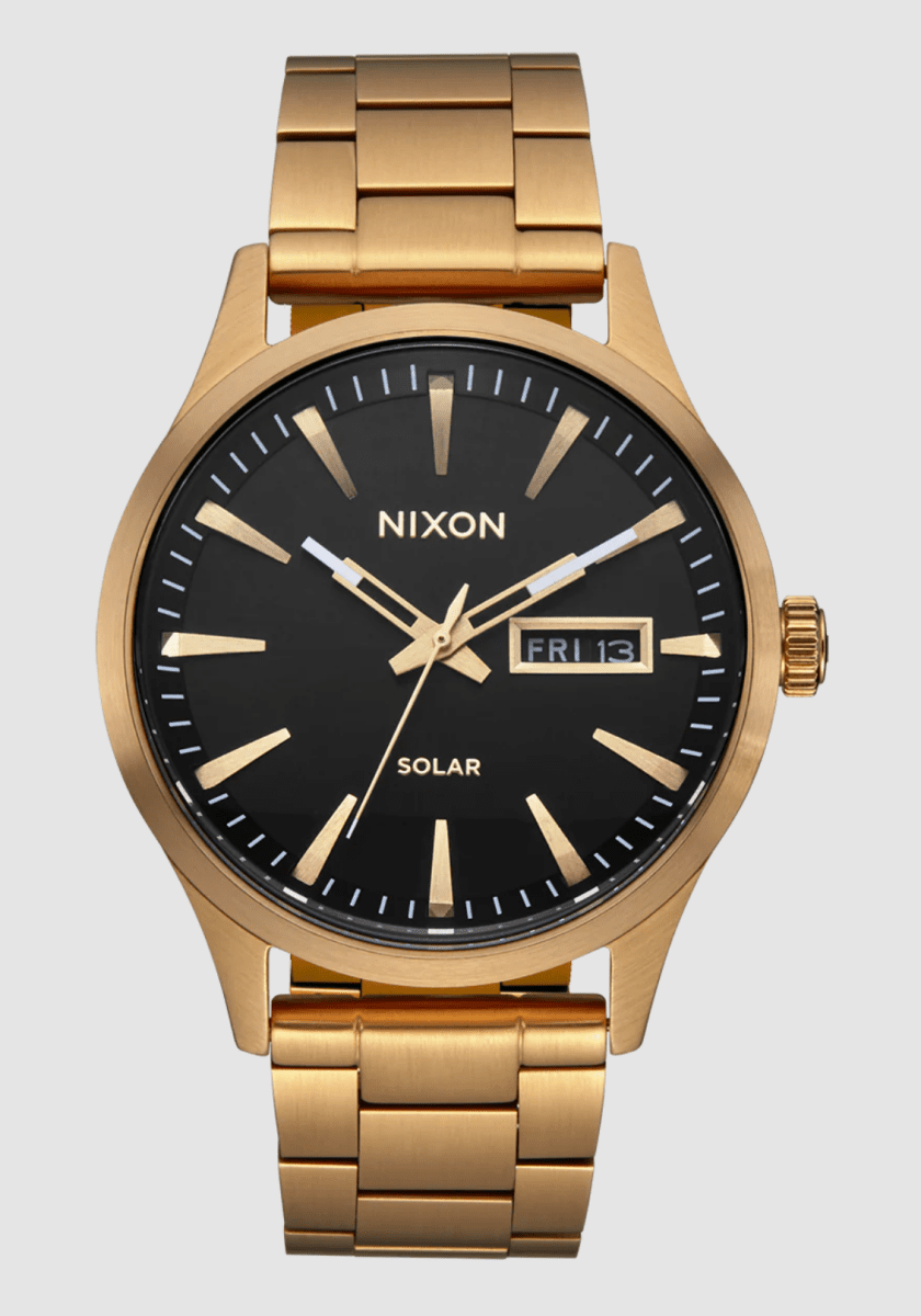 Nixon Men's Sentry Solar SS Gold/Black Watch - A1346-510-00