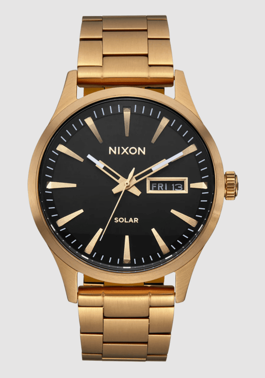 Nixon Men's Sentry Solar SS Gold/Black Watch - A1346-510-00