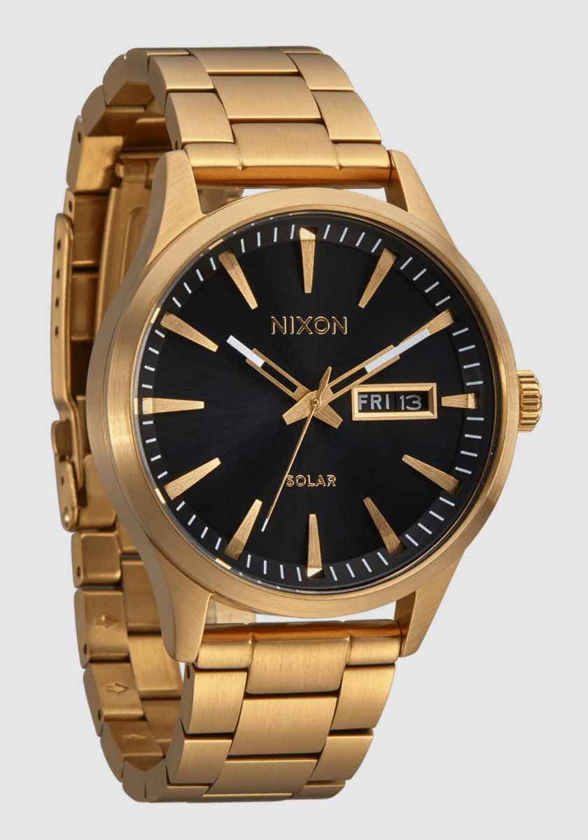 Nixon Men's Sentry Solar SS Gold/Black Watch - A1346-510-00