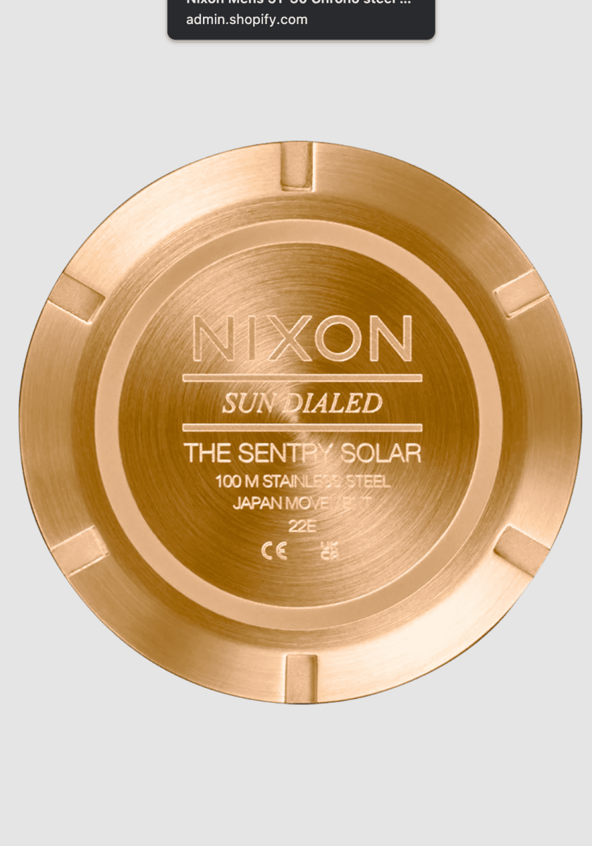 Nixon Men's Sentry Solar SS Gold/Black Watch - A1346-510-00