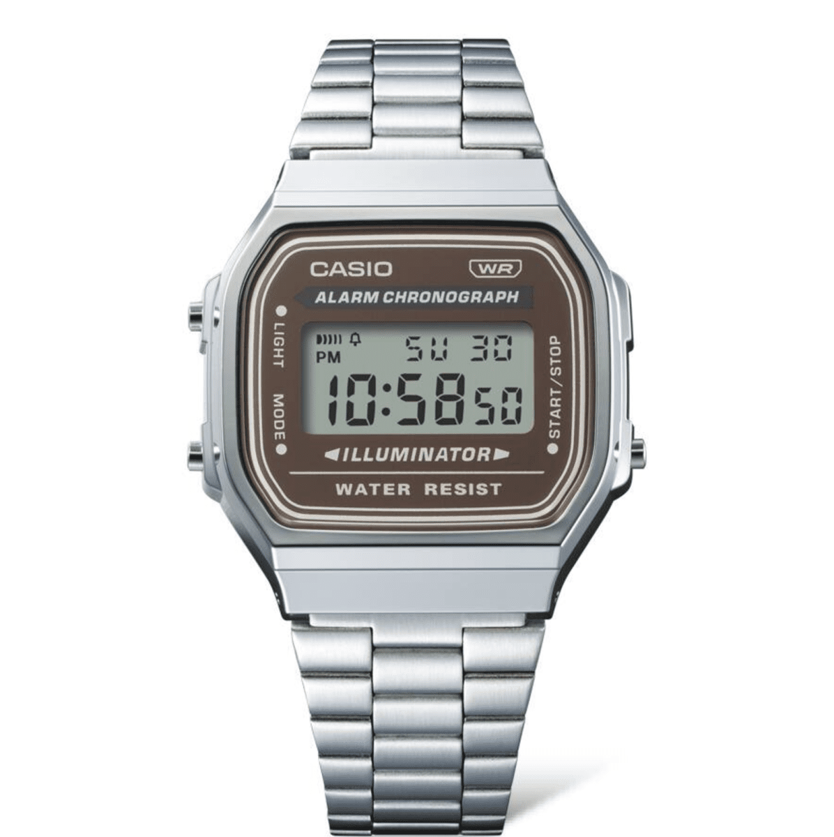 Casio Vintage Silver/Brown Digital Watch - A168WA-5A