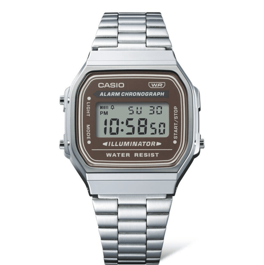 Casio Vintage Silver/Brown Digital Watch - A168WA-5A