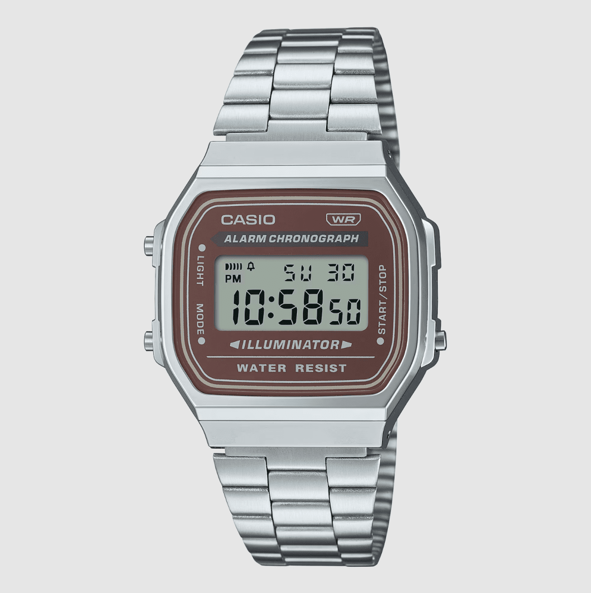 Casio Vintage Silver/Brown Digital Watch - A168WA-5A