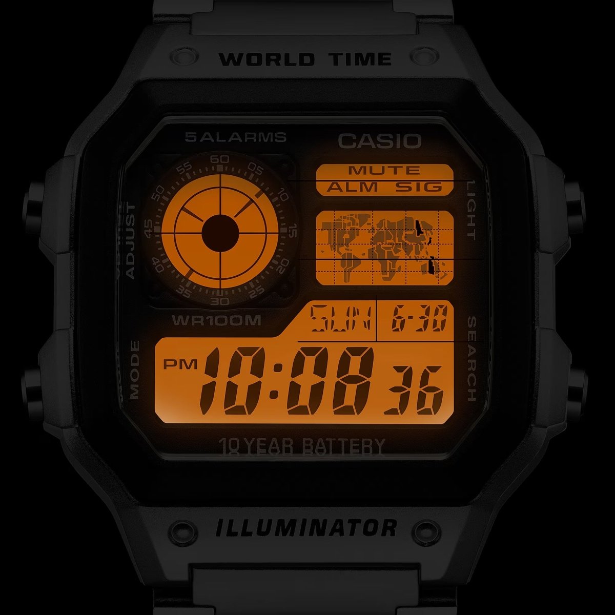 Casio Classic Silver Digital Watch - AE1200WHD-1A