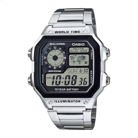 Casio Classic Silver Digital Watch - AE1200WHD-1A