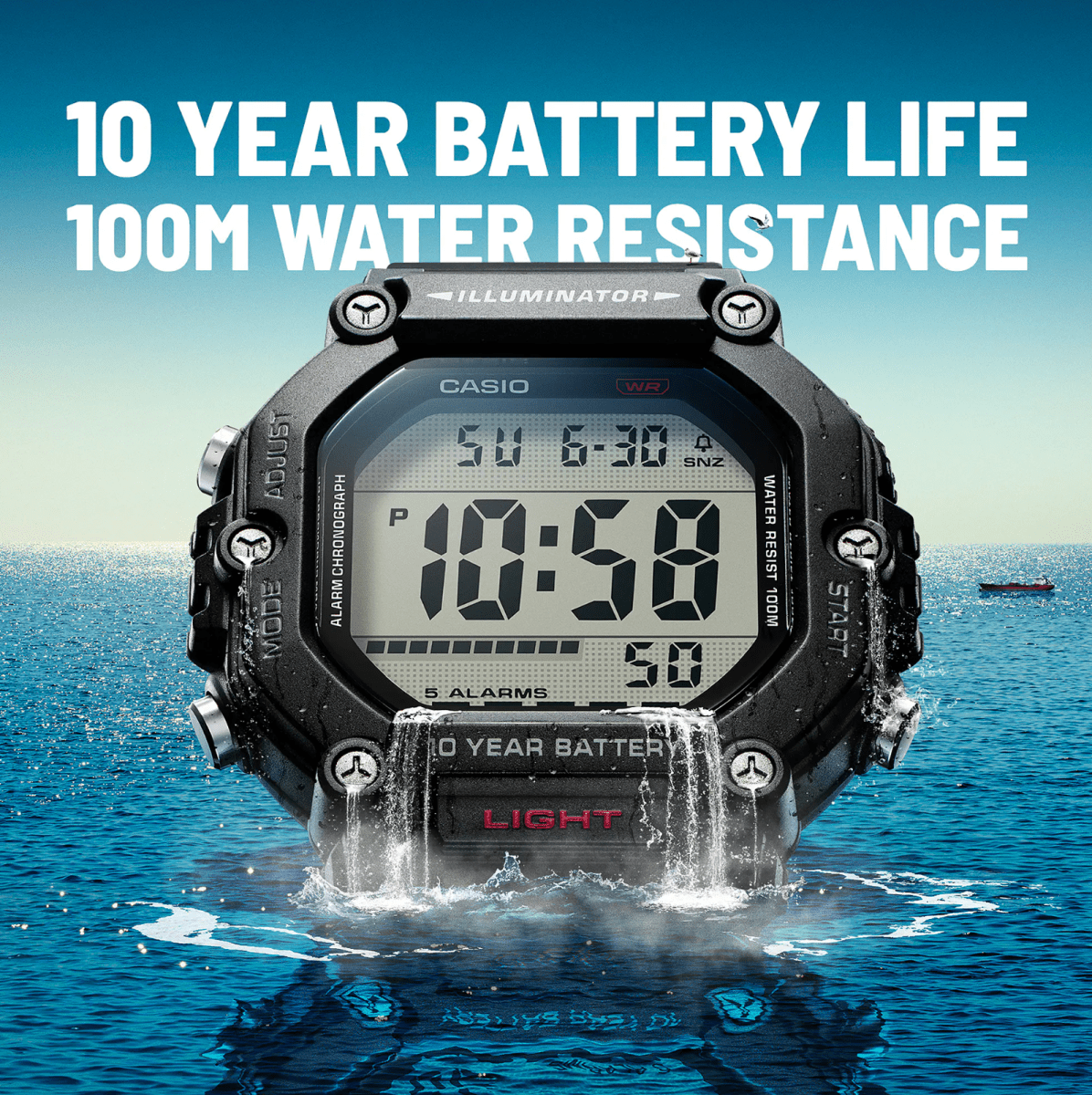 Casio Large Digital Black Watch - AE1600H-1A