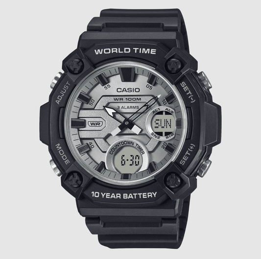 Casio Duo Monotone Silver/Black Watch - AEQ120W-7A