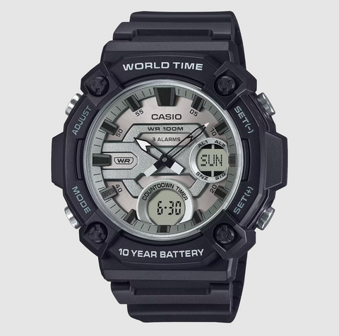 Casio Duo Monotone Silver/Black Watch - AEQ120W-7A