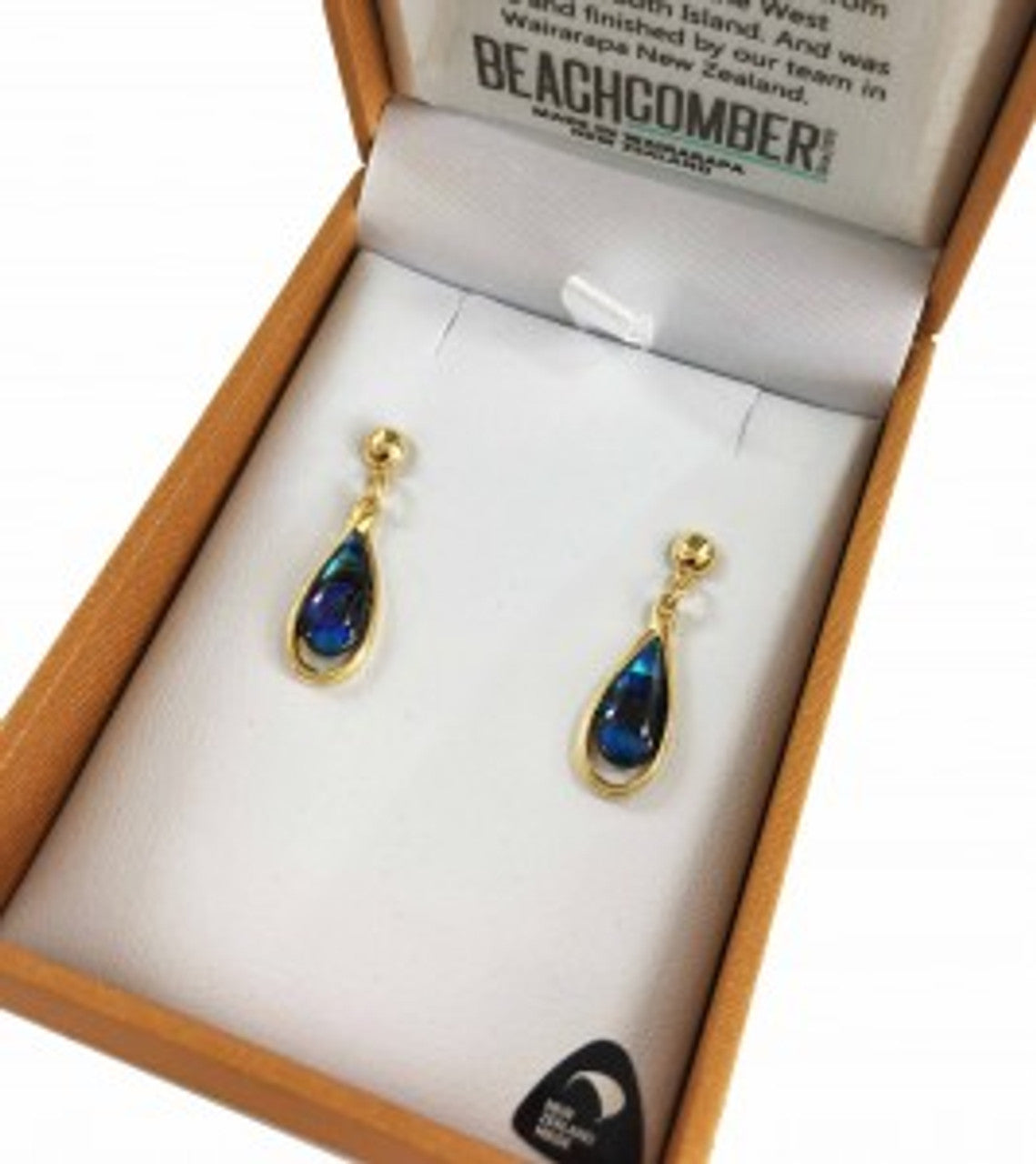 New Zealand Paua Earring Pendent Gold Plated Set BBJ1137S