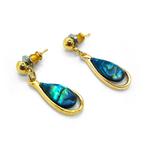New Zealand Paua Earring Pendent Gold Plated Set BBJ1137S