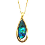 New Zealand Paua Earring Pendent Gold Plated Set BBJ1137S