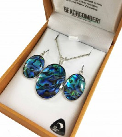 Paua Set Silver Plated Boxed BBJ1216S